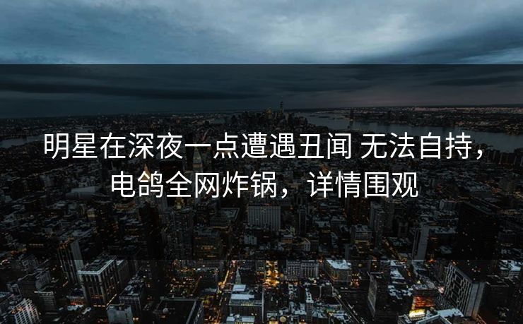 明星在深夜一点遭遇丑闻 无法自持，电鸽全网炸锅，详情围观