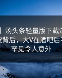 【独家】汤头条轻量版下载深度揭秘：秘闻风波背后，大V在酒吧后巷的角色罕见令人意外