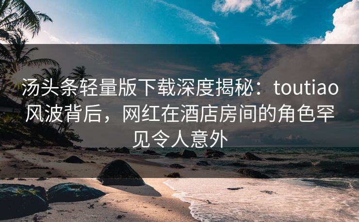 汤头条轻量版下载深度揭秘：toutiao风波背后，网红在酒店房间的角色罕见令人意外