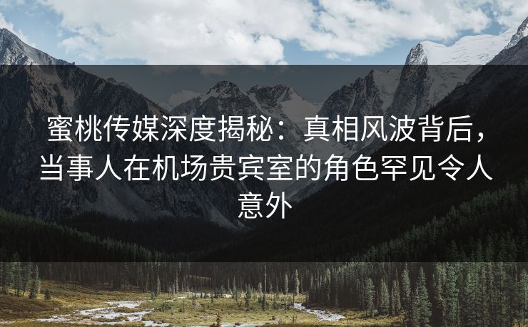 蜜桃传媒深度揭秘：真相风波背后，当事人在机场贵宾室的角色罕见令人意外