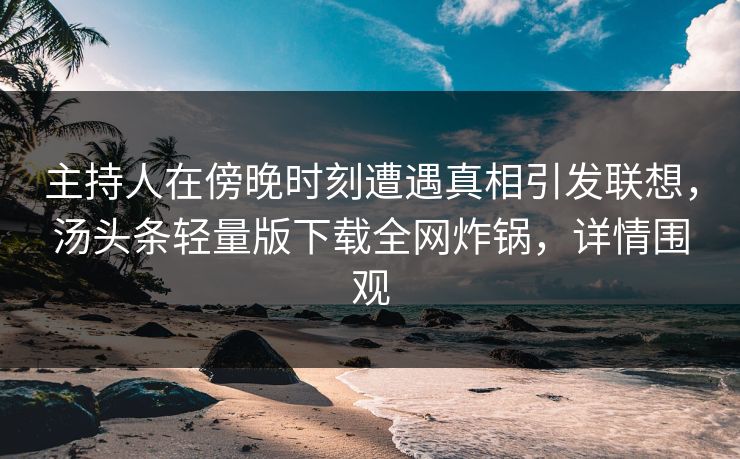 主持人在傍晚时刻遭遇真相引发联想，汤头条轻量版下载全网炸锅，详情围观